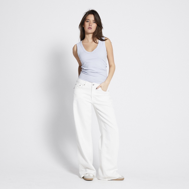 V-neck ribbed tank top "Amy" Light blue